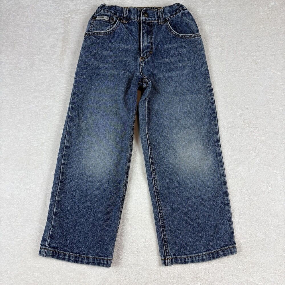 Vintage Y2K Calvin Klein Jeans Boys 6 Med Wash Adjust Waist Straight Leg Baggy